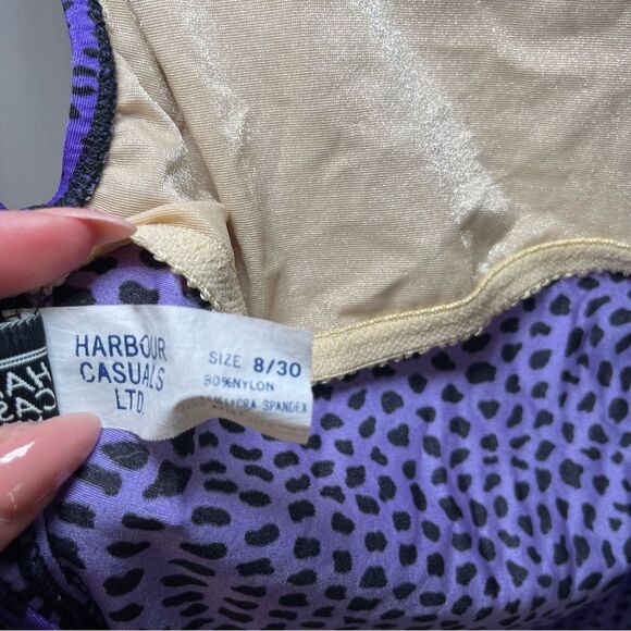 Vintage Cheetah + Purple Harbour Casuals One Piece Swinsuit 90s - Picture 6 of 10